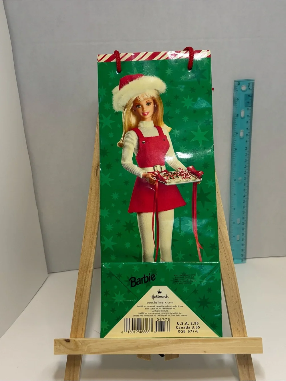 Set of 2 Vintage 1997 Barbie Hallmark Holiday Gift Bags Collectible